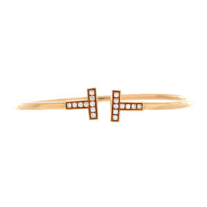 Tiffany & Co. T Wire Bracelet 18K Yellow Gold and Diamonds